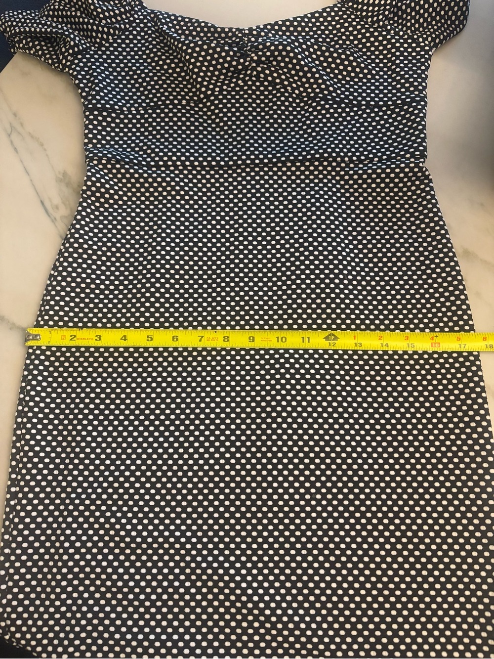 Betsey Johnson Polka Dot ruched pin up retro glam midi dress puff sleeve Sz 8 - Picture 9 of 9